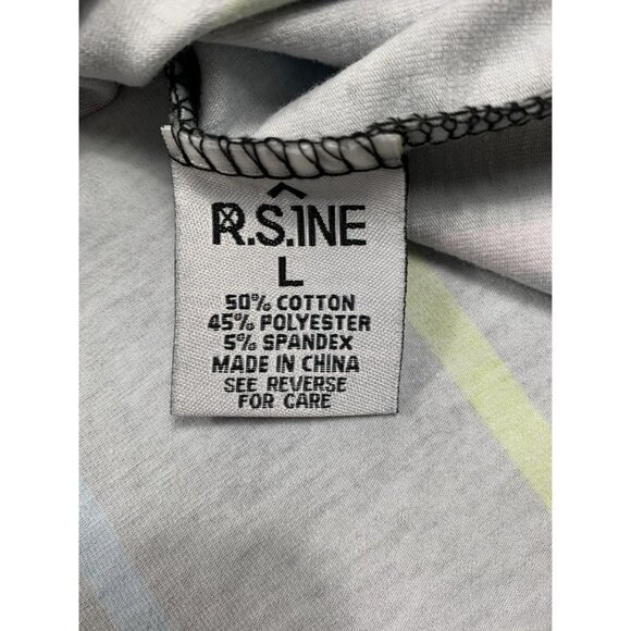 R.SINE Shirt Men Large Black Striped Bear Polo Graphic Tee Streetwear Casual Y2K - Picture 4 of 11